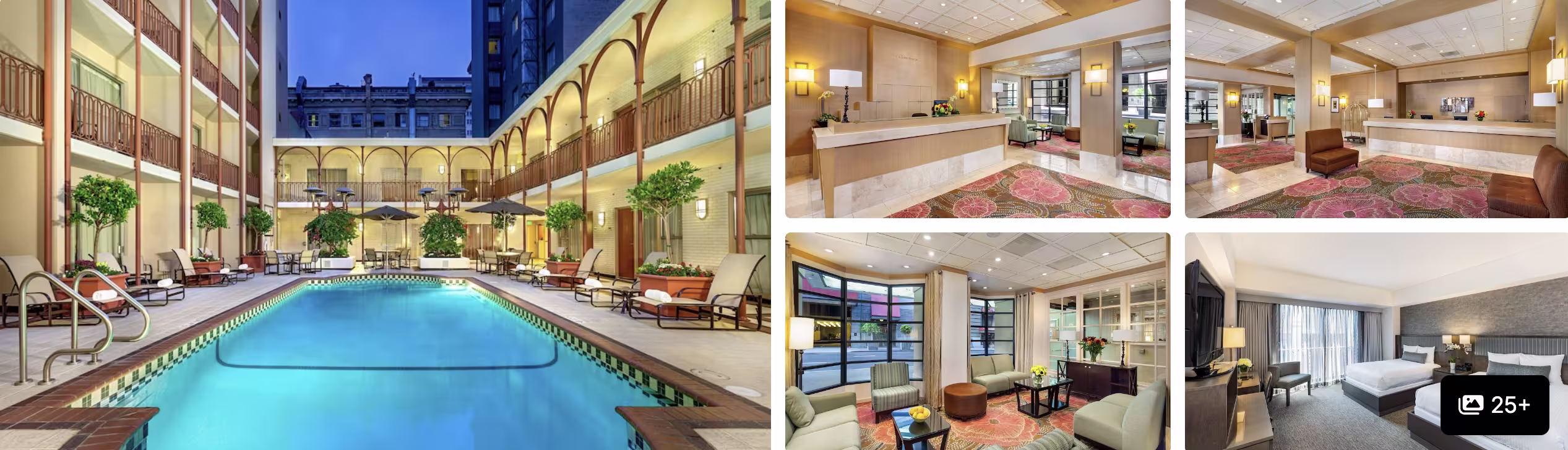 Photos of Handlery Union Square Hotel, San Francisco: courtyard pool, lobby reception, lounge and guest room