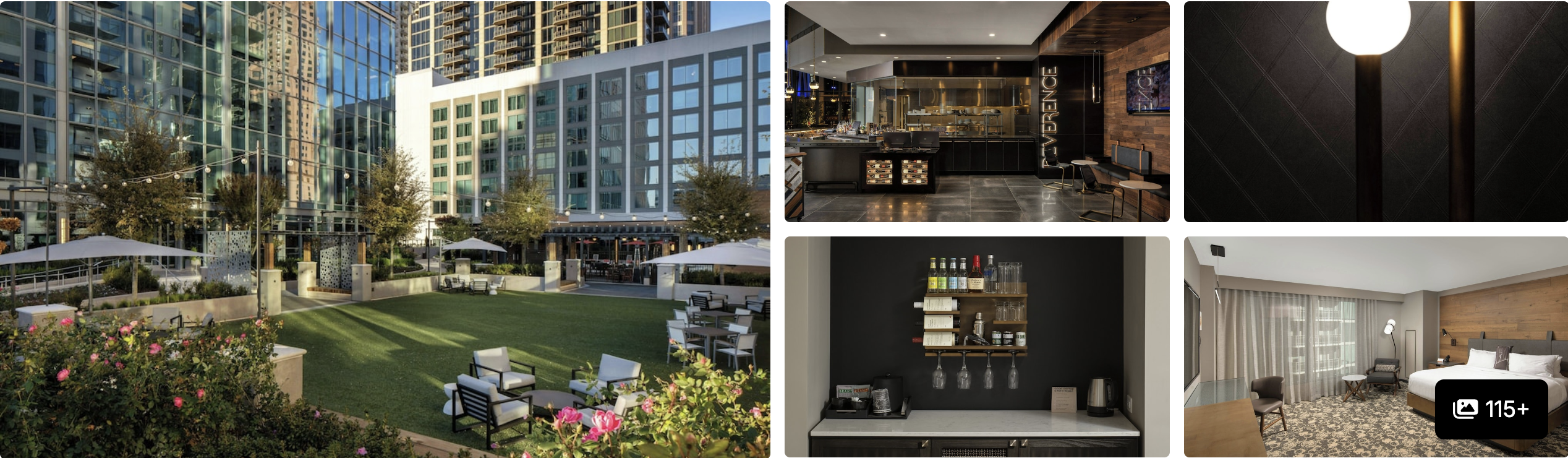 Photos of Epicurean Atlanta Autograph Collection: courtyard lawn with garden, wine-wall bar, pantry and modern guest room