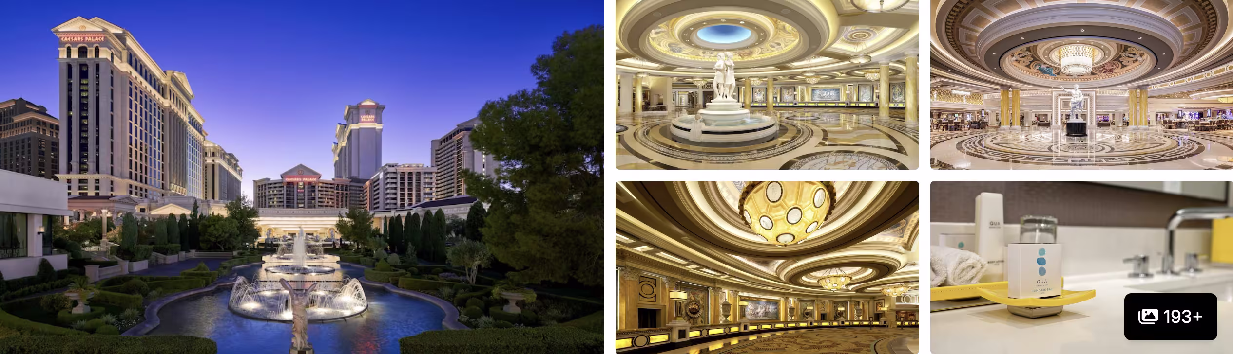 Photos of Caesars Palace Las Vegas: exterior with fountains and ornate domed lobby interiors
