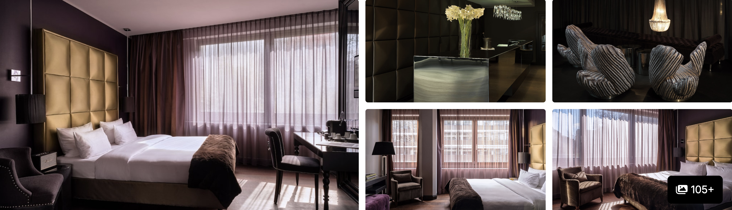 Photos of Roomers Frankfurt: moody dark guest room, bathtub with flowers, designer lounge and bedrooms