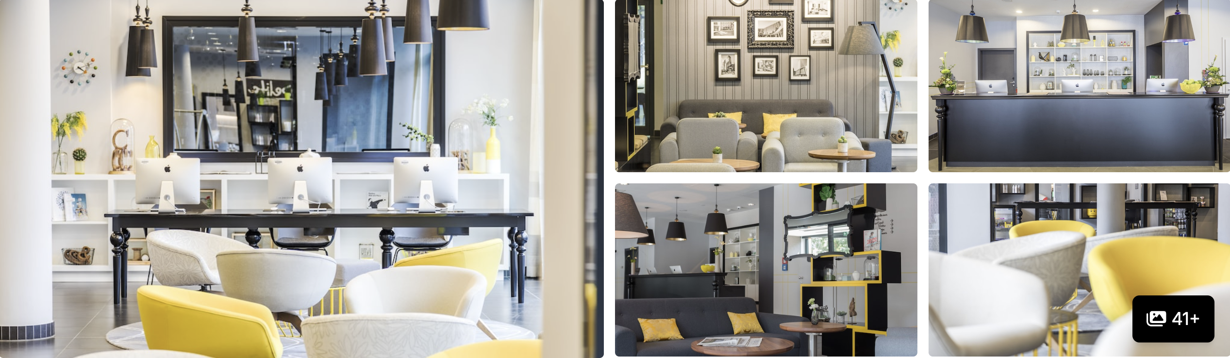 Photos of Capri by Fraser Frankfurt: bright lounge with yellow accent chairs, work tables and lobby seating