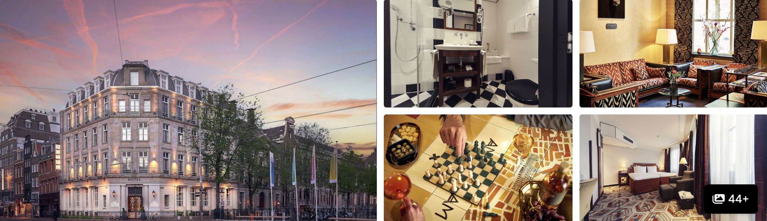 Photos of Banks Mansion Amsterdam: grand corner mansion at dusk, elegant lounge and a guest room