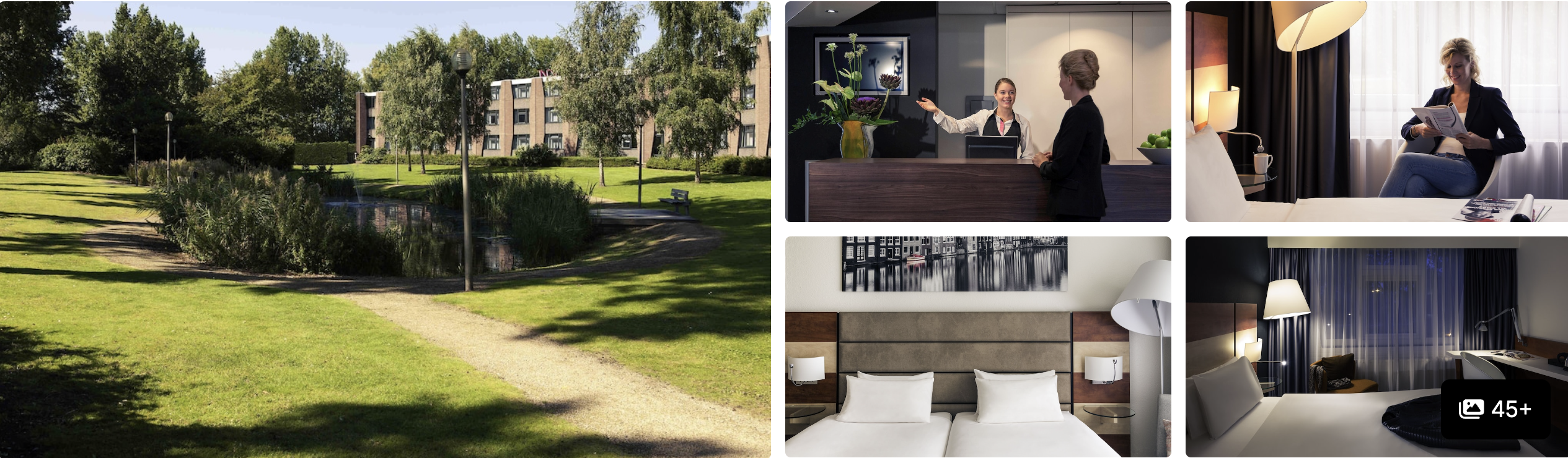 Photos of Mercure Hotel Amsterdam City: green parkland path, reception desk and twin guest rooms