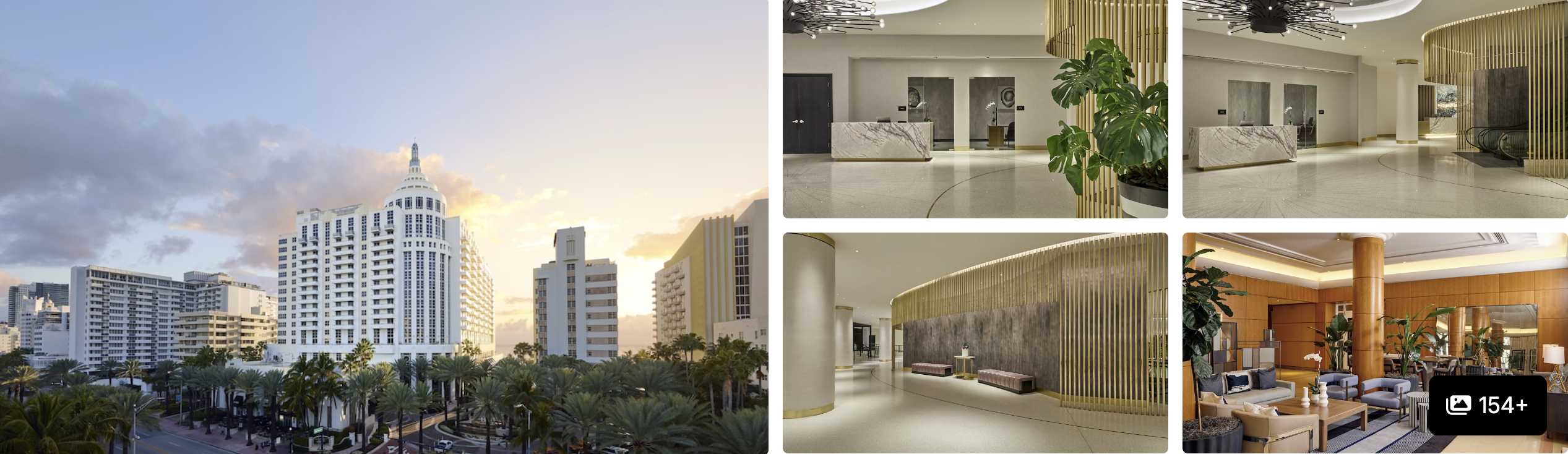 Photos of Loews Miami Beach Hotel: tropical garden pool and elegant marble lobby and corridor interiors