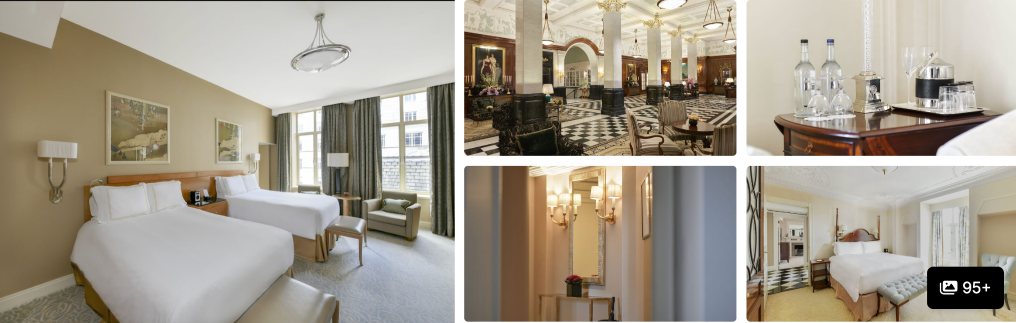 Photos of The Savoy, London: twin guest room, grand marble lobby, in-room refreshments and classic bedrooms
