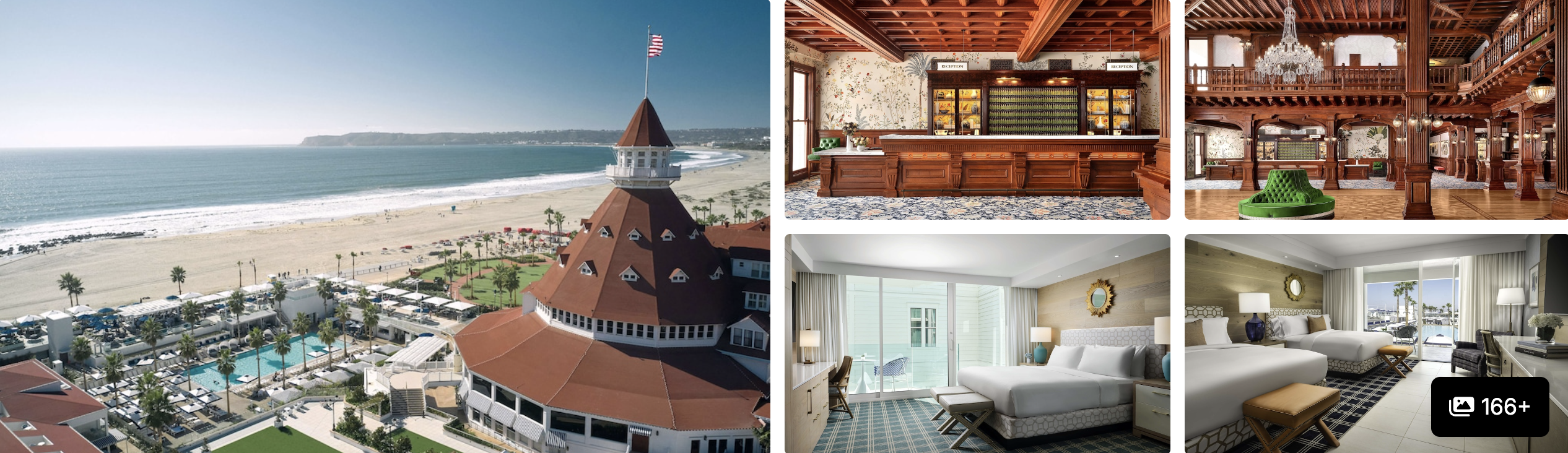 Photos of Hotel del Coronado, San Diego: beachfront resort with red turrets, wood-beamed lobby and coastal guest rooms