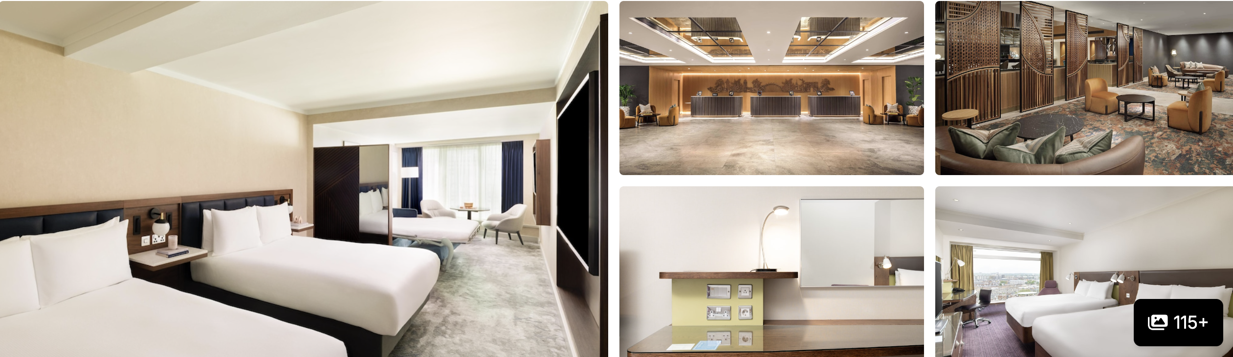 Photos of Hilton London Paddington: twin-bed room, conference ballroom, lounge seating and a city-view guest room