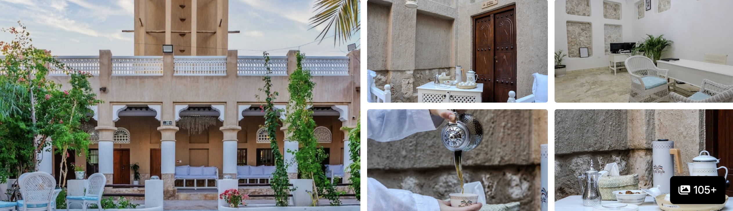 Photos of Arabian Boutique Hotel, Dubai: heritage stone courtyard with columns, arched rooms and Arabic tea service