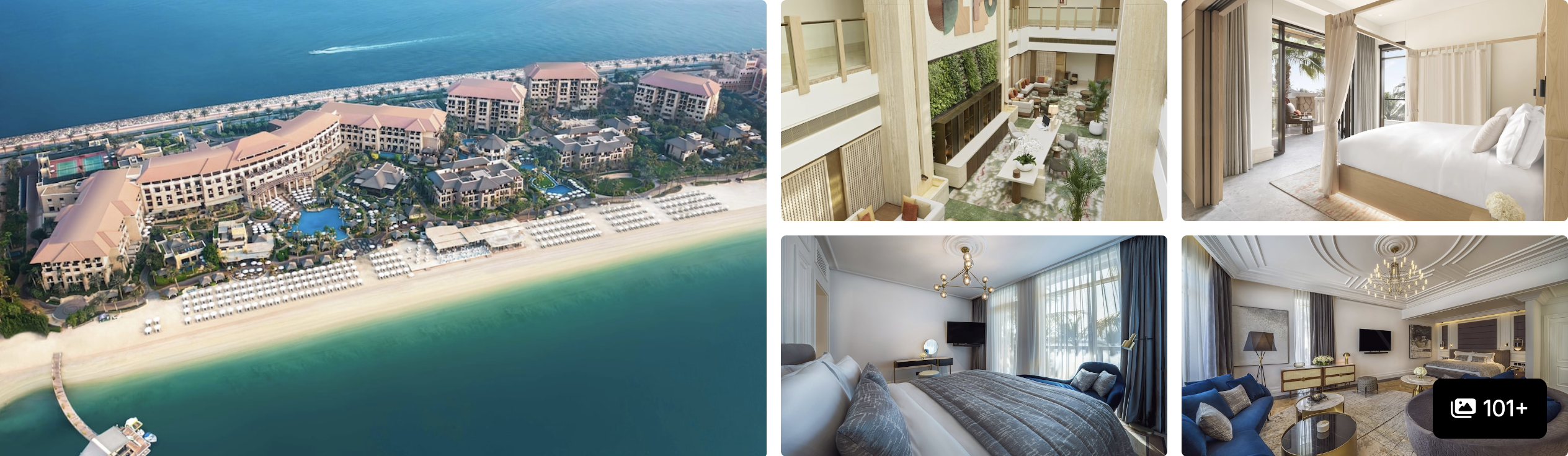 Photos of Sofitel Dubai The Palm: aerial beachfront resort view, elegant atrium and refined guest suites