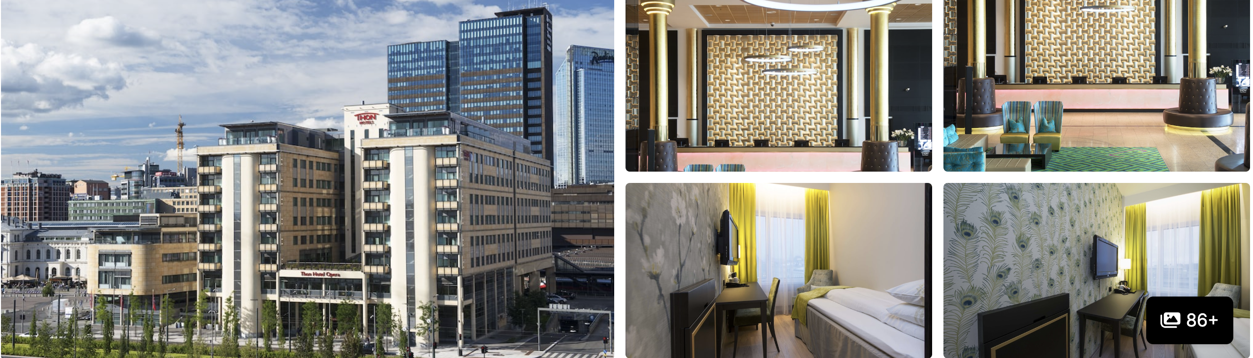 Photos of Oslo Guldsmeden, a Green Key certified hotel: brick facade, lobby and natural-wood guest rooms