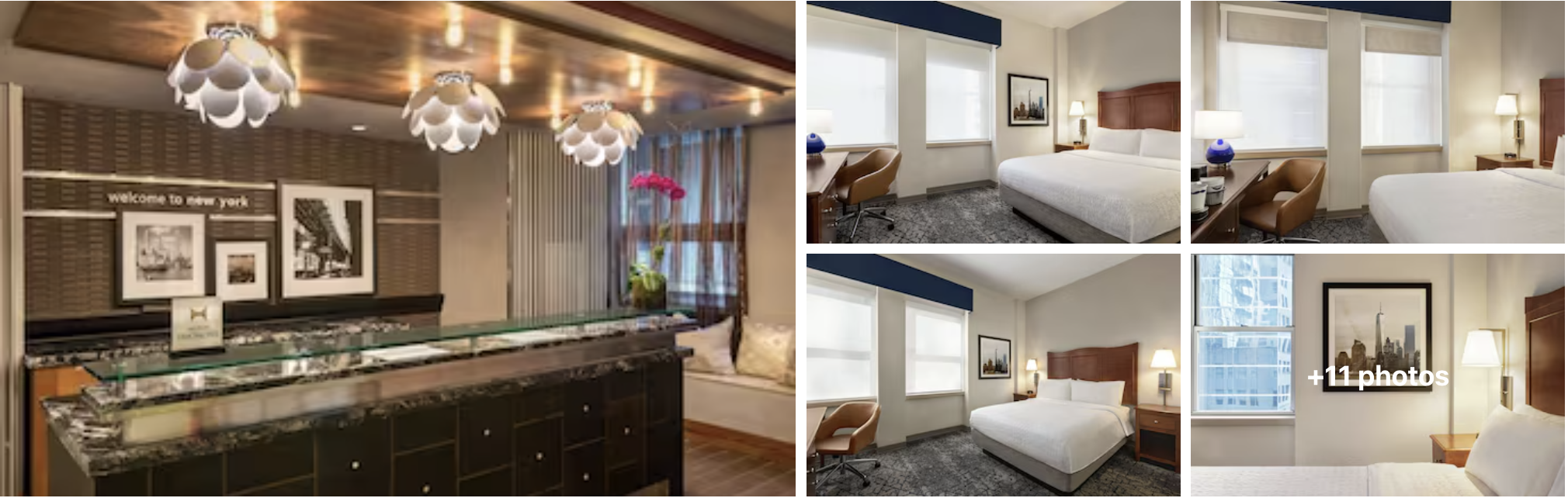 Photos of Hampton Inn Manhattan Downtown, NYC: lobby bar with pendant lights, guest bedrooms and city-view window