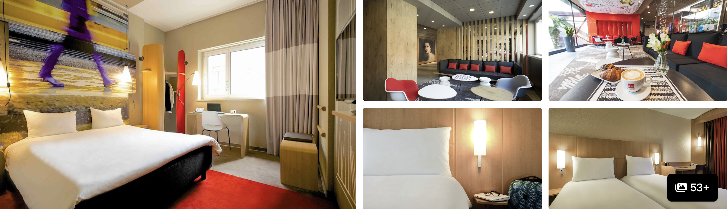 Photos of ibis Milano Centro: bright guest room with white bed, colourful lounge and breakfast area