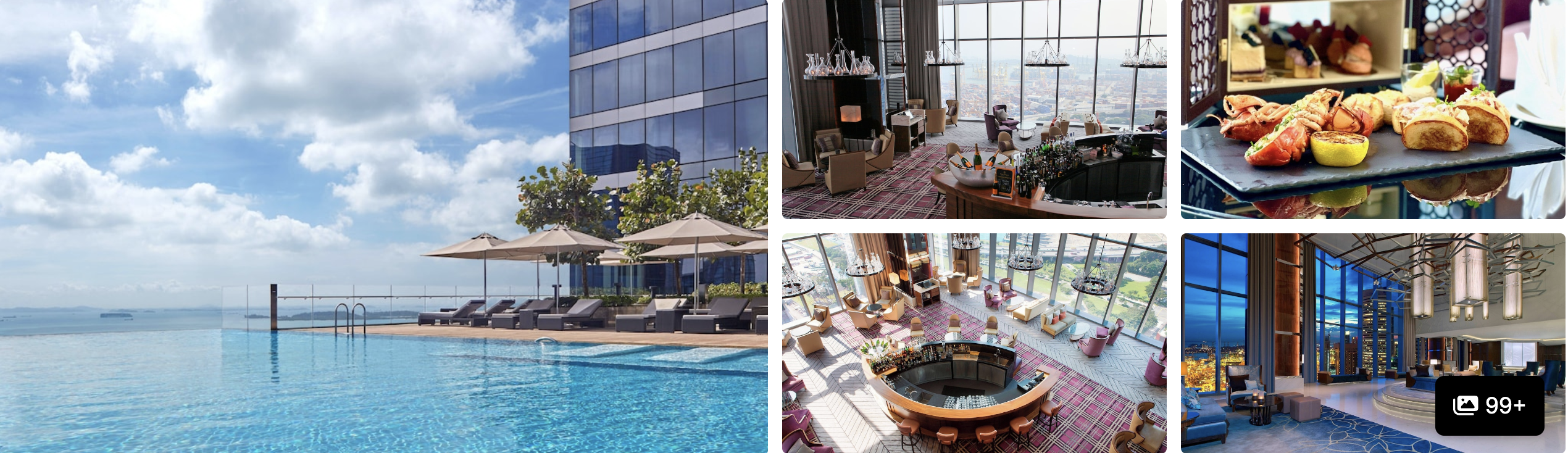 Photos of The Westin Singapore: rooftop infinity pool, lounge bar, breakfast pastries and indoor pool with city views