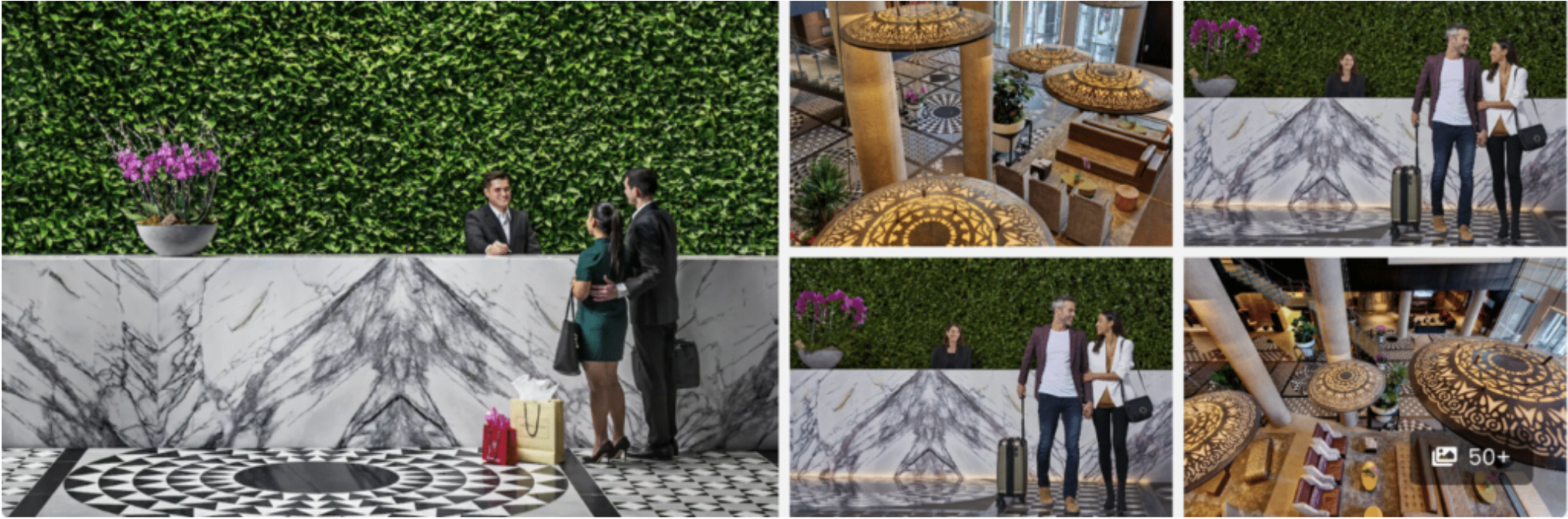 Photos of Fairmont Royal York, Toronto: green living wall, marble entrance and guests with luggage in the lobby