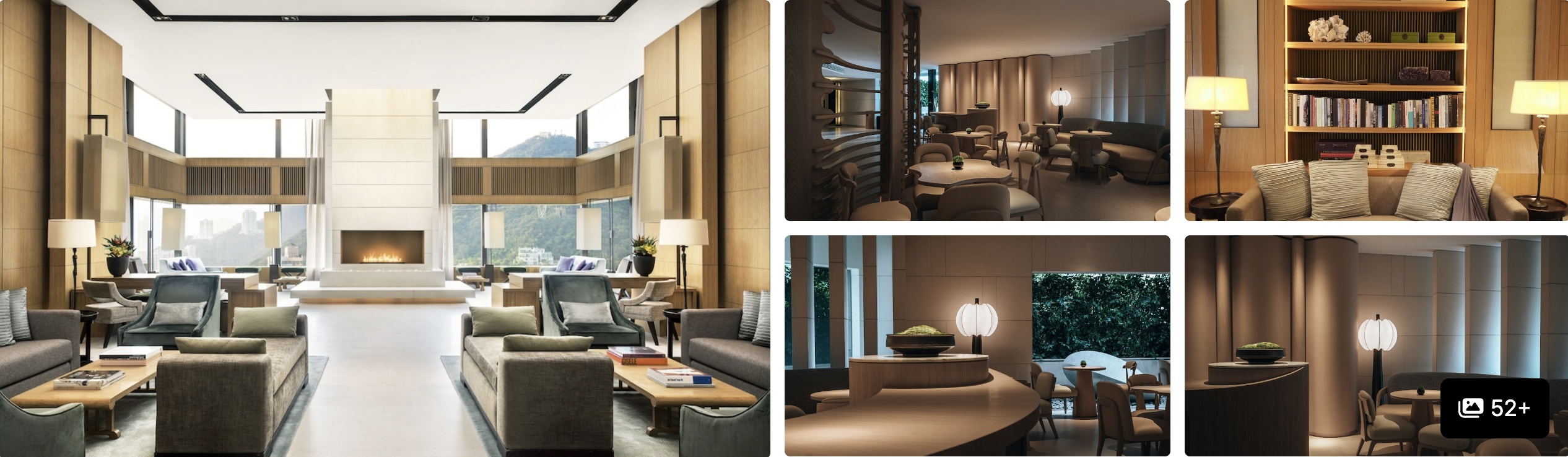 Photos of The Upper House, Hong Kong: minimalist lounge with fireplace, cozy reading nooks and warm-lit seating