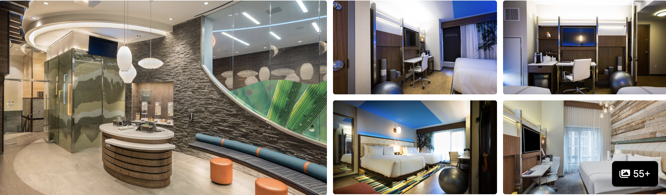 Photos of EVEN Hotel New York Times Square South: spa-like spiral wellness area and modern guest rooms