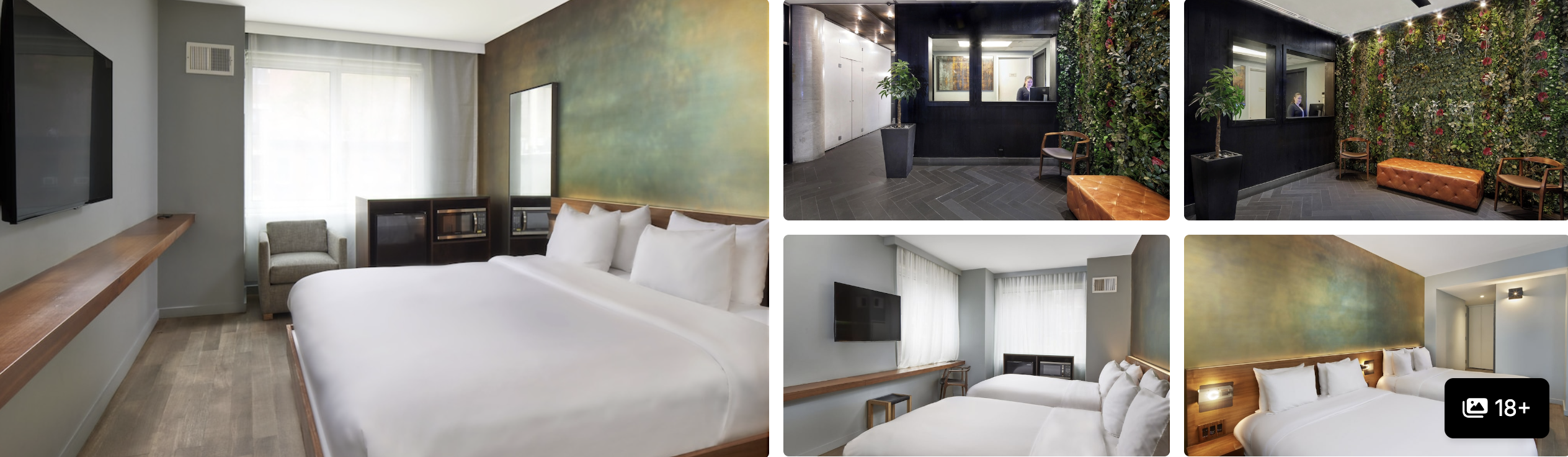 Photos of Truss Hotel Times Square: guest room with accent wall, planted terrace patio and modern bedrooms