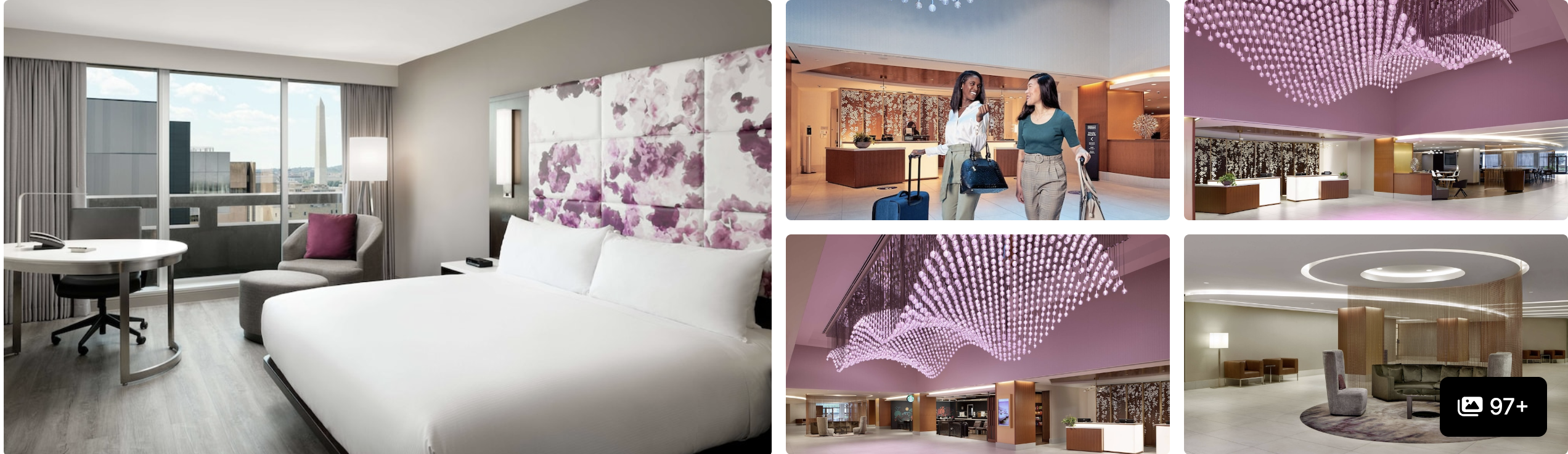 Photos of Salamander Washington DC: guest room with floral art, lounge and bright dining areas