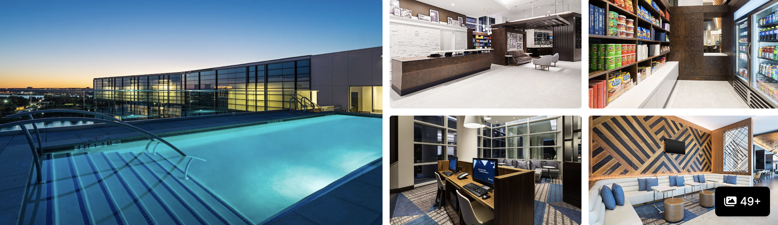 Photos of InterContinental Washington DC The Wharf: rooftop pool at dusk, waterfront lounge and dining