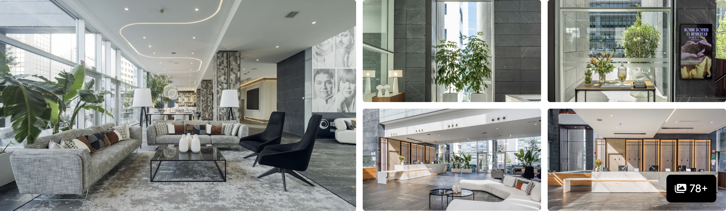 Photos of ILUNION Atrium, Madrid: modern lobby lounge with greenery, city views and reception area