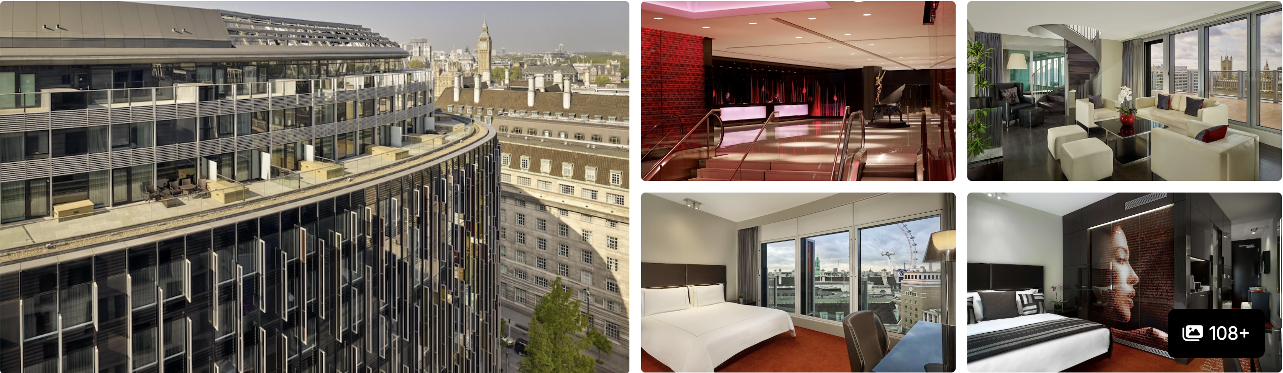 Photos of Park Plaza Westminster Bridge London: hotel exterior with city skyline, lounge, pool and guest rooms with views