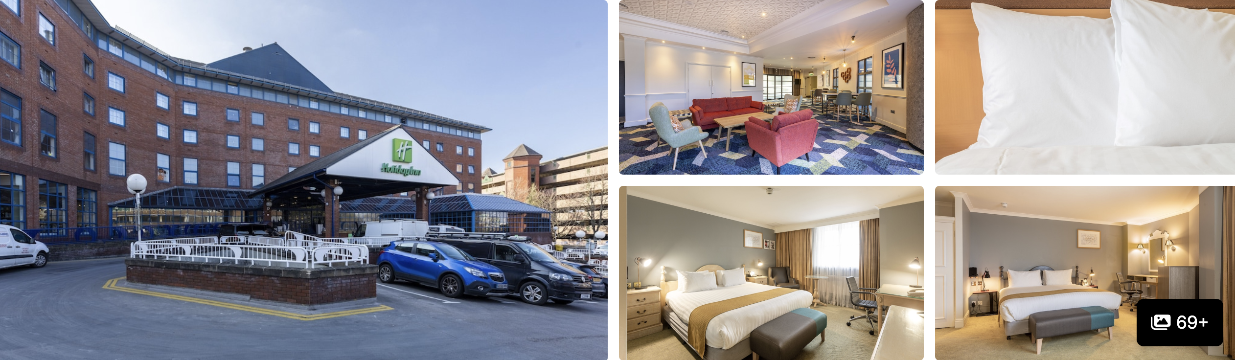 Photos of Holiday Inn London Sutton: brick hotel exterior with parking, lounge, twin and double guest rooms