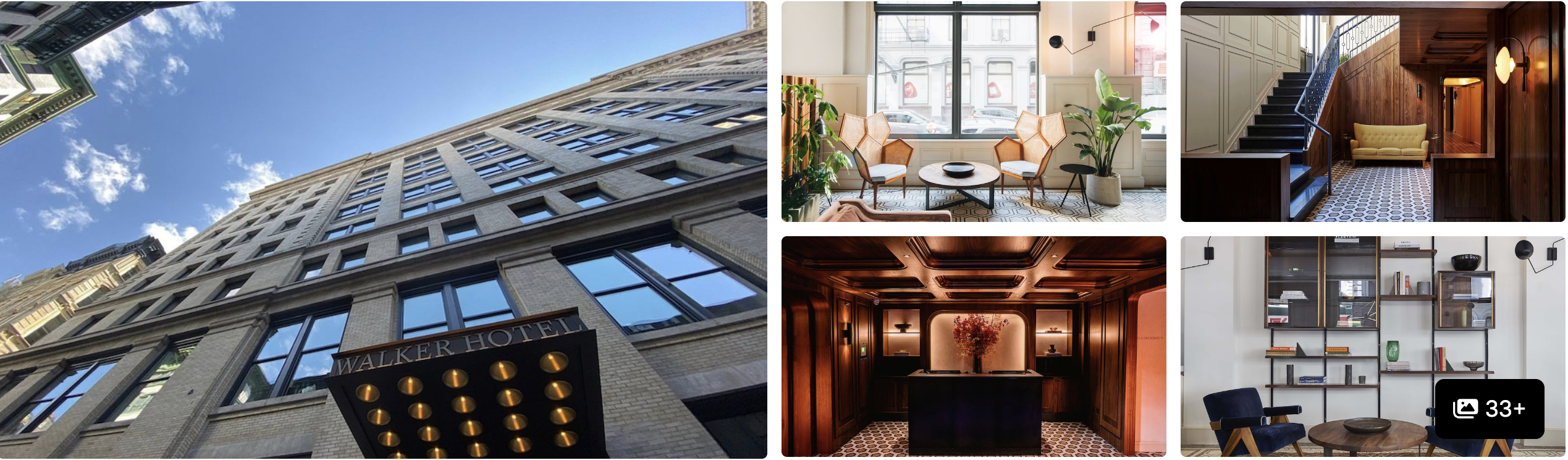 Photos of The Frederick Hotel, Tribeca, New York: tall facade, sunlit lounge and reception