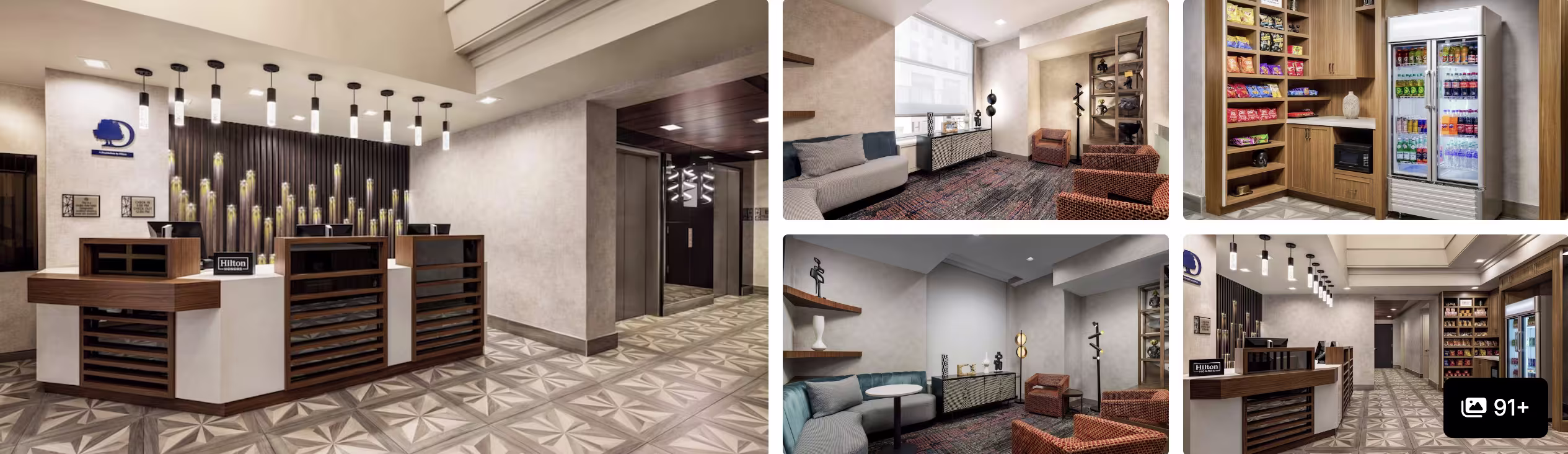 Photos of Omni Berkshire Place, NYC: reception desk, lounge seating area, market pantry and library lobby
