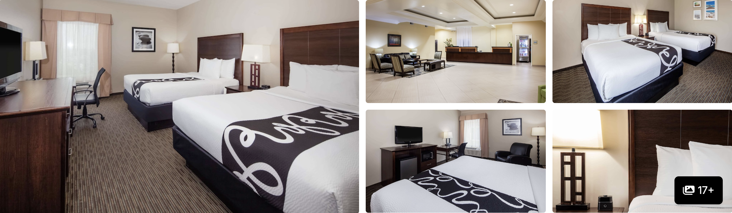 Photos of The Anthem in Downtown Los Angeles: guest rooms with double beds and a dark-toned bathroom