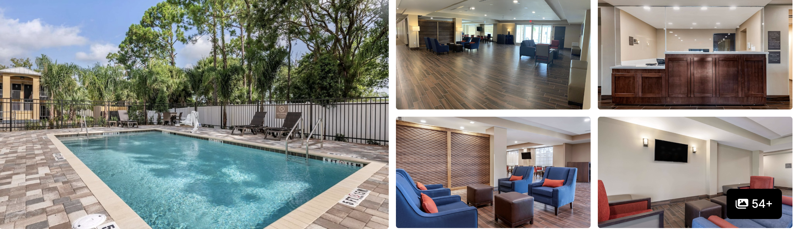 Photos of Courtyard by Marriott Daytona Beach Speedway/Airport: lit exterior, lounge and guest rooms