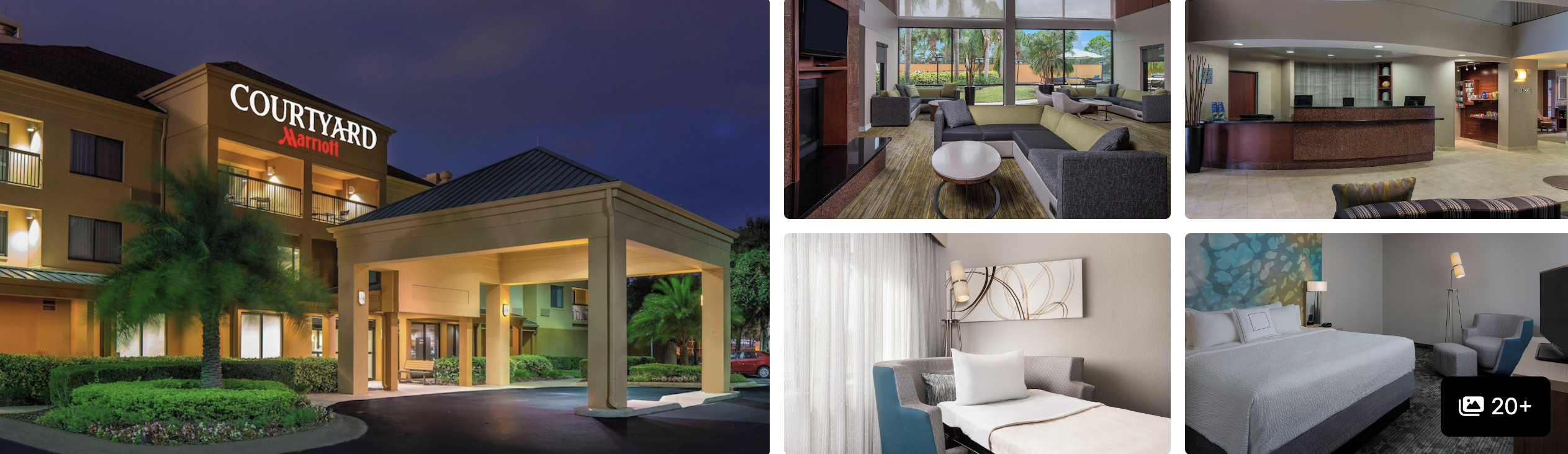 Photos of hotels within 1 to 2 miles of Daytona International Speedway: exterior, lobby, lounge and bar