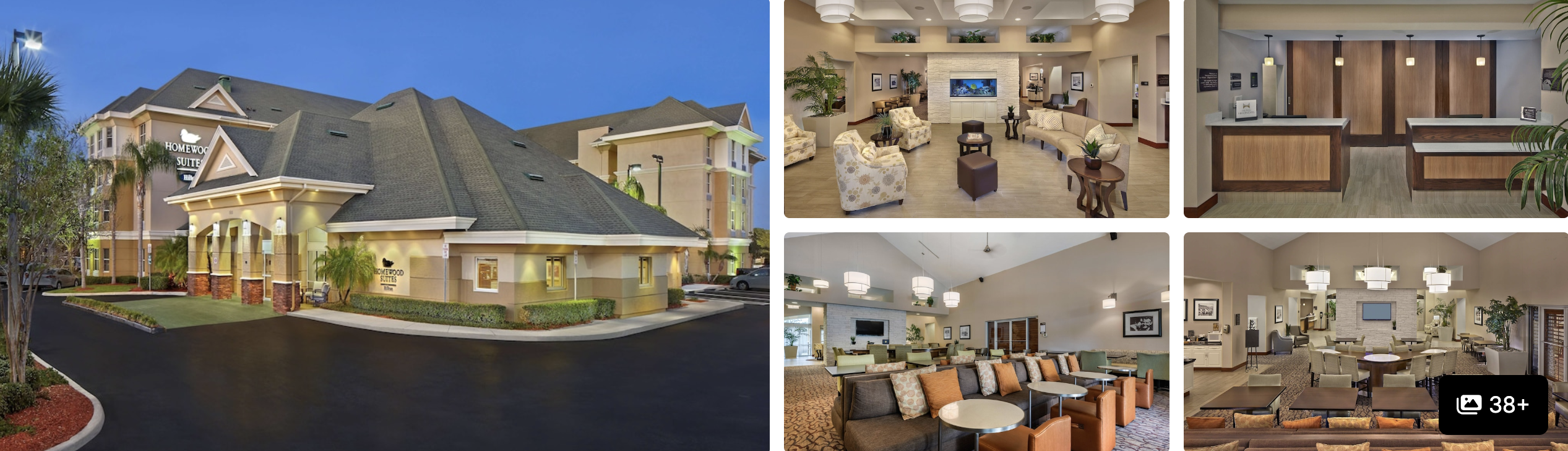 Photos of Comfort Suites Daytona Beach-Speedway: outdoor pool, lobby, lounge seating and a guest room