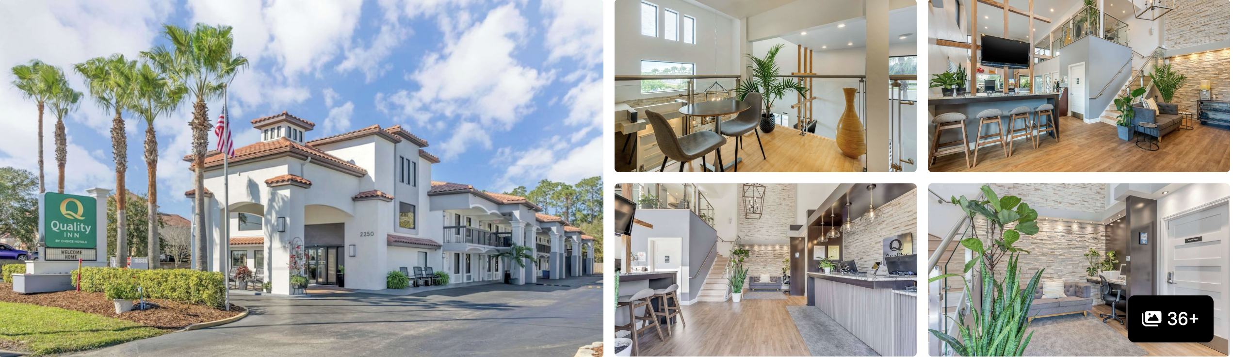 Photos of hotels within walking distance of Daytona International Speedway: pool, exterior, lounge and rooms