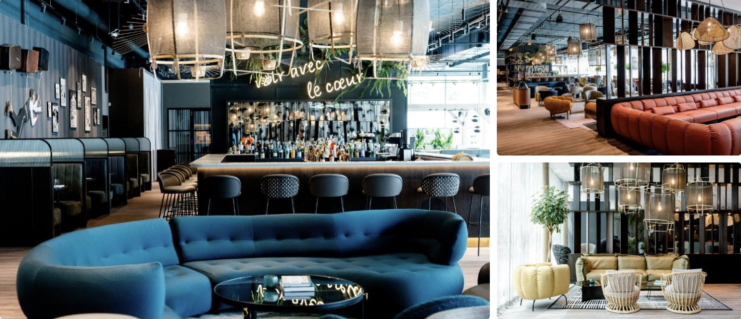 Photos of top hotels near Paris Expo Porte de Versailles: grey-toned apartment with sofa and dining table, reception and guest rooms