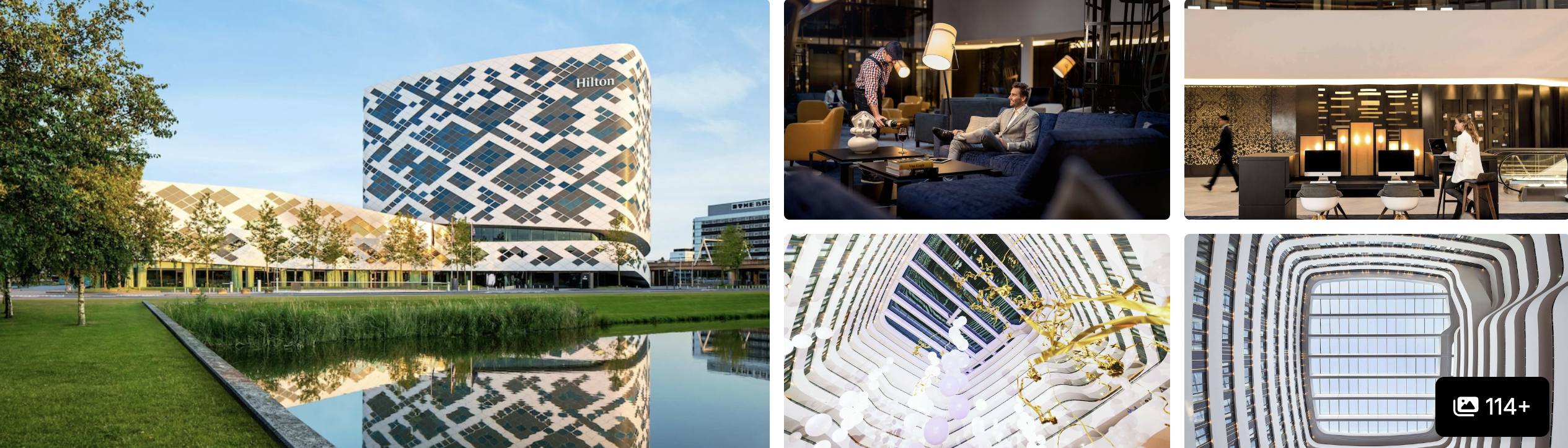 Photos of Steigenberger Airport Hotel Amsterdam: planted atrium lounge, glass entrance and guest rooms
