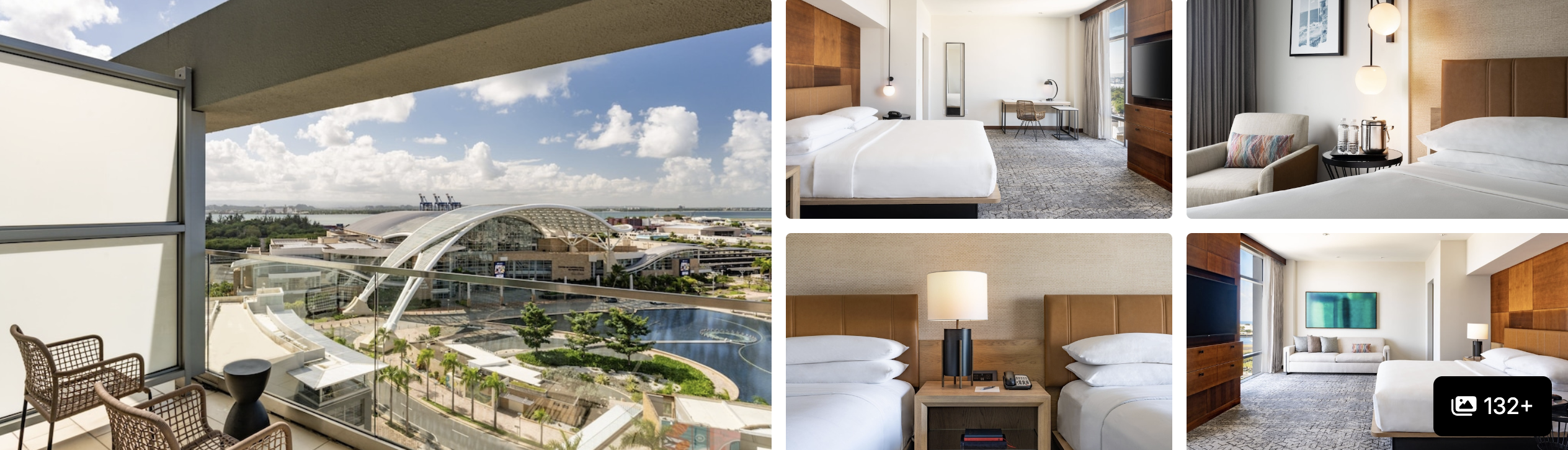 Photos of a San Juan, Puerto Rico resort: balcony with coastal view and modern guest rooms with twin and king beds