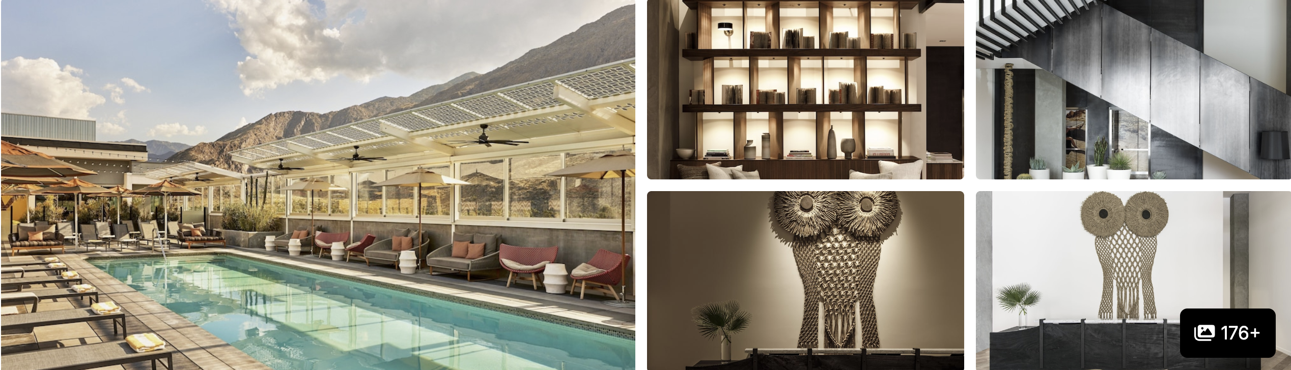 Photos of Ingleside Estate, Palm Springs: poolside loungers with sunbathing guests and four-poster guest rooms