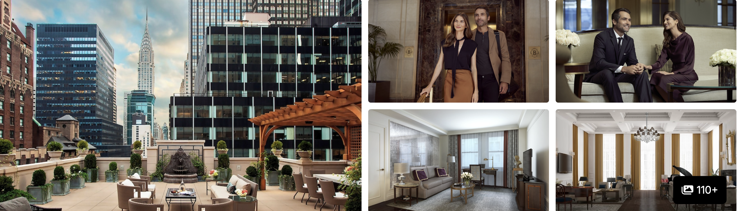 Photos of InterContinental New York Barclay: rooftop terrace with Chrysler Building view, elegant lobby and suite