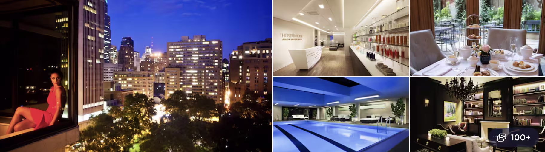 Photos of Kimpton Hotel Monaco Philadelphia: nighttime city skyline view, modern spa, lap pool and stylish restaurant
