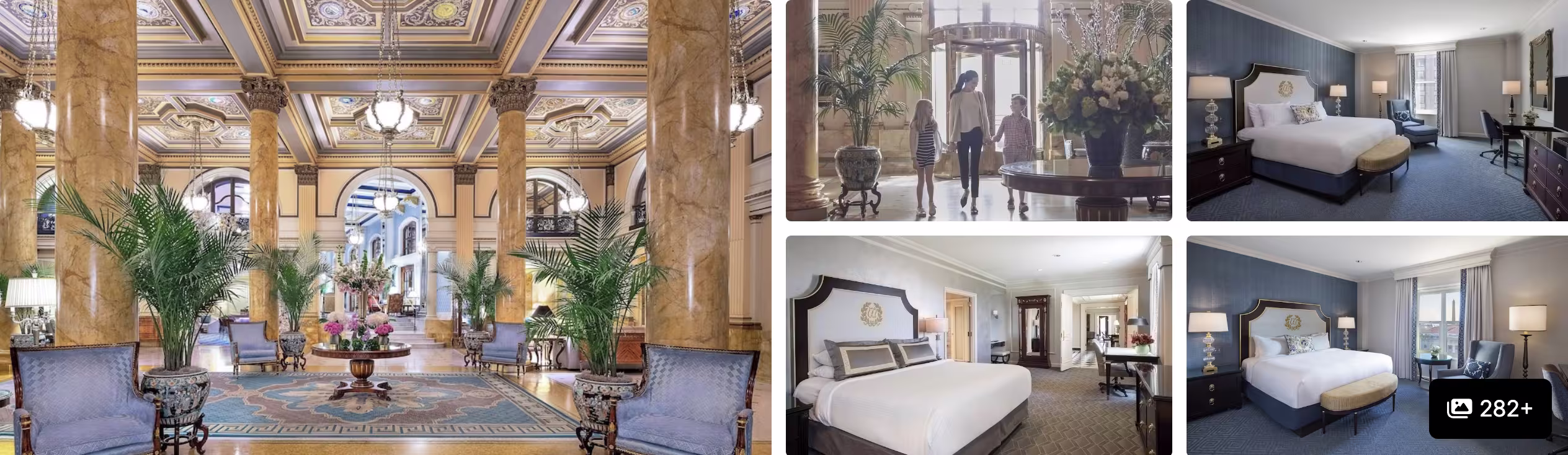 Photos of The Watergate Hotel, Washington DC: gilded marble lobby, art-filled corridors and elegant blue guest rooms