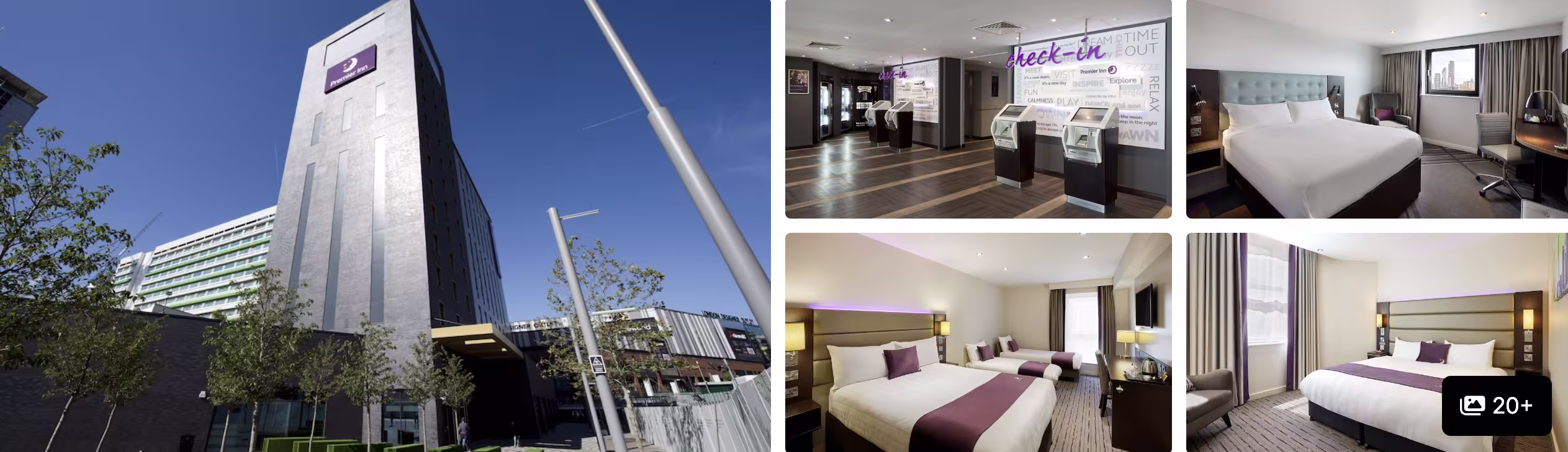 Photos of Novotel London Wembley: tall hotel tower exterior, lobby, and guest rooms