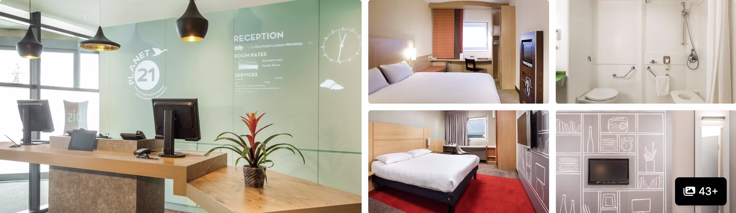 Photos of Premier Inn London Wembley Stadium: reception desk, guest rooms, and bathroom