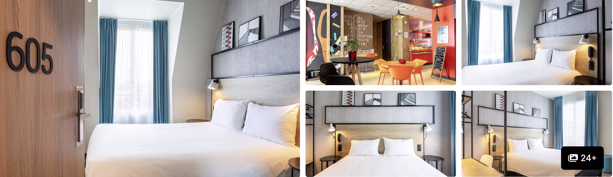 Photos of Residence AURMAT Appart Hotel near Roland Garros: room 605 with white bed, orange-accent kitchen lounge and guest rooms