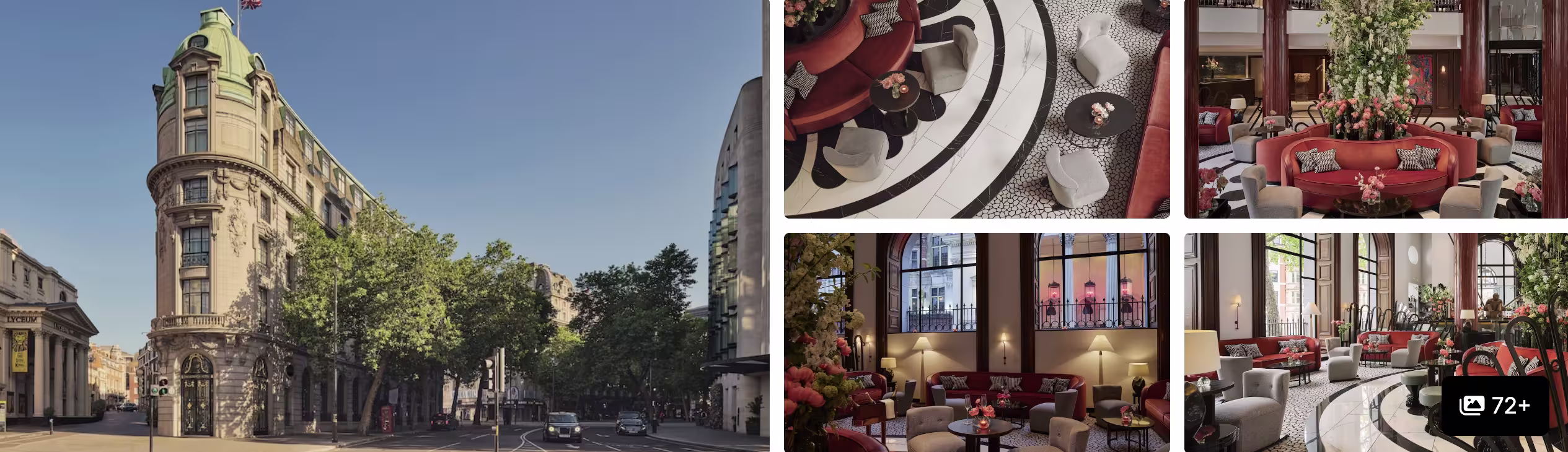Photos of The Savoy, London: gilded sitting room, grand lobby and white guest room