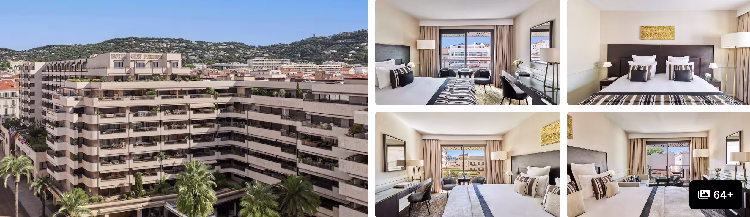 Photos of JW Marriott Cannes: city and rooftop view, guest rooms with balconies overlooking Cannes and contemporary decor