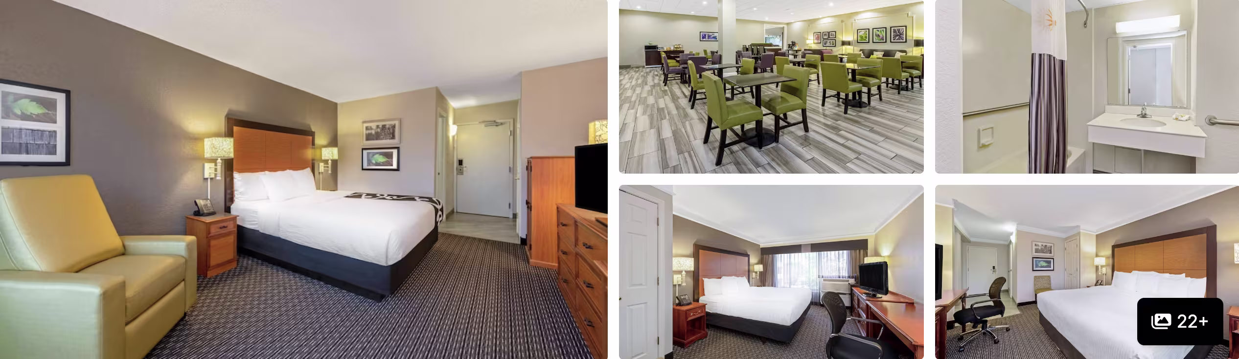 Photos of Holiday Inn Express and Suites New Orleans Airport South: guest room, breakfast dining area, bathroom and double-bed room