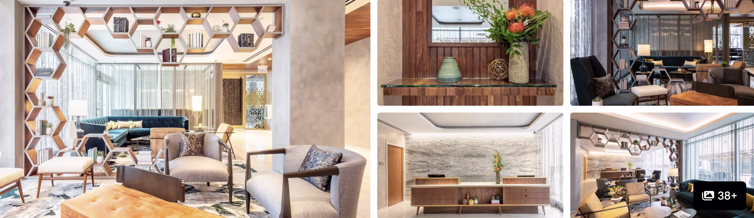 Photos of Congress Plaza Hotel, Chicago: contemporary lobby lounge with geometric screen, lobby bar and modern seating areas