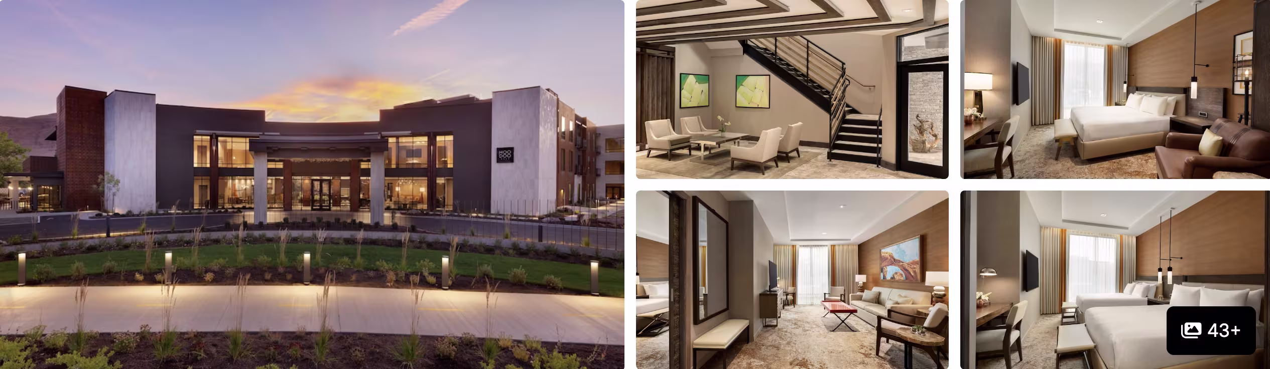 Photos of Under Canvas Moab, Utah: dusk resort exterior with lawns, suite living areas and guest rooms