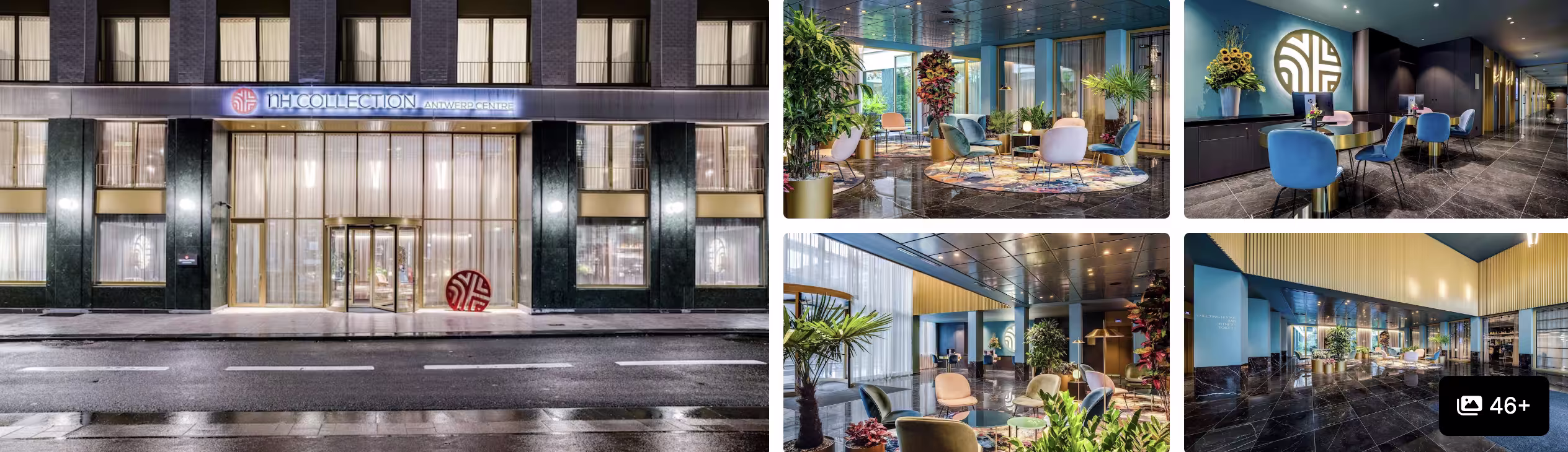 Photos of Hampton by Hilton Antwerp Central Station: open staircase atrium, yellow-accent lounges and lobby