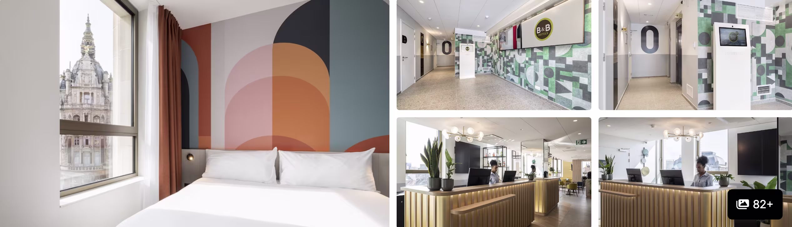 Photos of NH Collection Antwerp Centre: illuminated entrance, blue-toned lounges and lobby seating